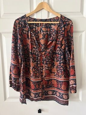 Lucky Brand Floral Tunic Top Sz L
